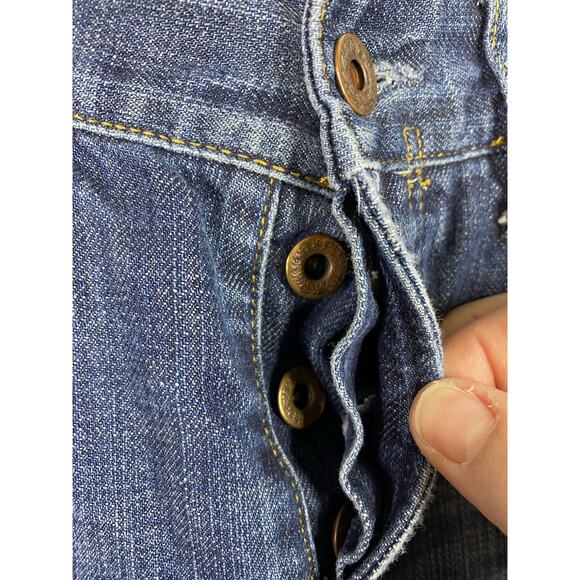 Rugby by Ralph Lauren Jeans Womens 26 Blue Boyfriend Distressed Button Fly - Picture 3 of 13